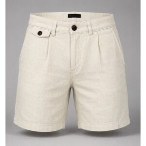 J Crew Mens Shorts W28 Linen Beige Pleated Casual Chino Summer Coastal Preppy